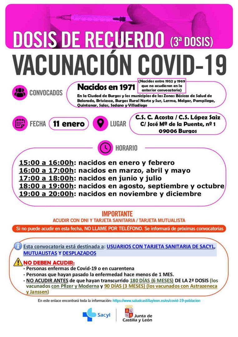 VACUNACIÓN TERCERAS DOSIS - Nacidos en 1970, 1971 y 1972